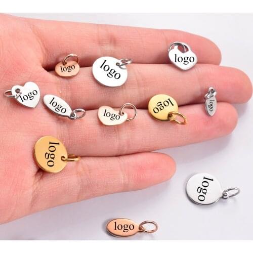 50Pcs/Lot Stainless Steel Custom Logo Tags For Free Engrave Jewelry Makings Necklace DIY Findings