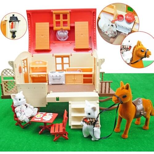 1:12 Forest Animal Family Playhouse Carriage Luxury Villa Girl Simulation Playhouse Sweet Family Toy Wing Room For Birthday Gift