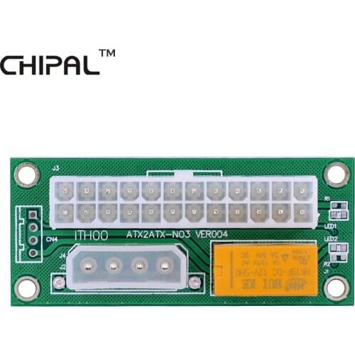 CHIPAL 10pcs ATX 24Pin to 4Pin Dual PSU Power Card Supply Sync Starter Extender Cable Adapter Converter