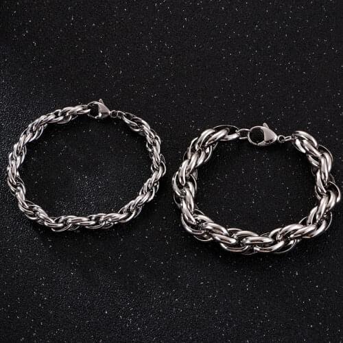 KALEN 16-25cm Link Chain Bracelet Men Stainless Steel 7mm 11mm Width Twisted Chain Armband Jewelry 2020