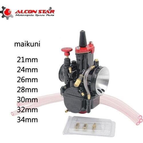Alconstar- 21 24 26 28 30 32 34mm MIKUNI PWK Motorcycle Carburetor Carb with Power Jet 2T/4T Engine Off Road Cafe Racer ATV UTV