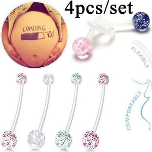 1-4pcs Charm Pregnancy Belly Button Rings Body Piercing Jewelry Crystal Navel Piercings for Women Fashion Jewelry Accessories