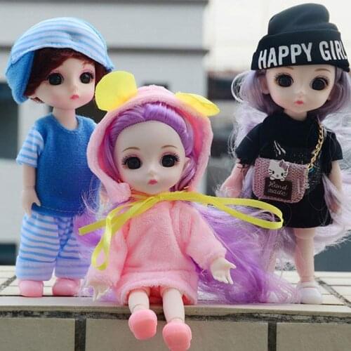New 16 Cm BJD Mini Doll 13 Movable Joint Girl Baby 3D Big Eyes Beautiful DIY Toy Doll With Clothes Dress Fashion Doll For Bebe