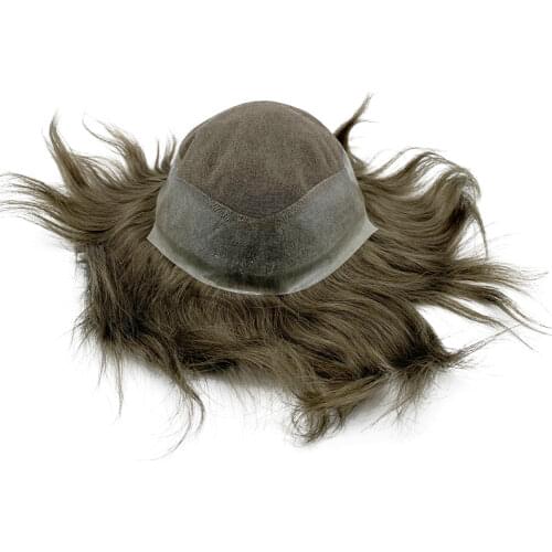 Lace around pu base "Austlian" type men toupee 100% remy human hair mens replacement system