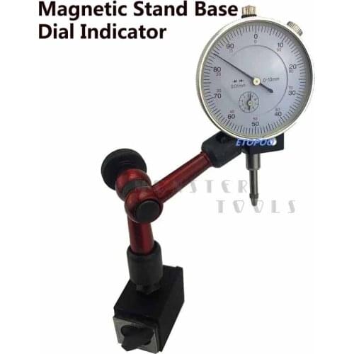 2 In 1 Kit 10MM Dial Indicator Magnetic Stand Base Holder 0-0.8mm Dial Test Indicator Comparator For Equipment Calibration Tool