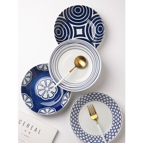 Ink Japanese Ceramic Plate Set Combination Home 2021 New Dish Creative Net Red Tableware Deep Plate Dishes