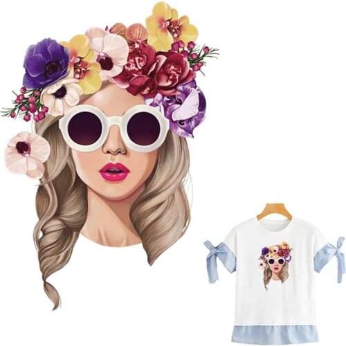 Sticker On Clothes Iron Flower Girl Iron On Fashion Diy Accessory Heat Transfer Clothes Stickers Patches For Backpack