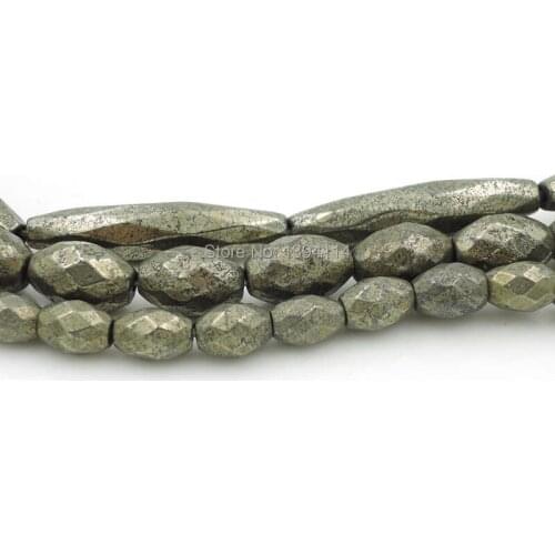 Natural Pyrite Faceted Chubby Beads Strand For Making Bracelets Or Necklaces Jewellery Approx 16 Inches