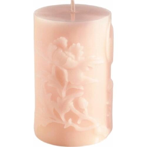 2021 New Embossed Peony Silicone Moulds Folding Branches Pattern Soap Candle Mold