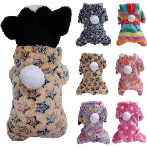 Dog Clothes Pajamas Fleece Jumpsuit Winter Dog Clothing Four Legs Warm Pet Clothing Outfit Small Dog Star Costume Apparel