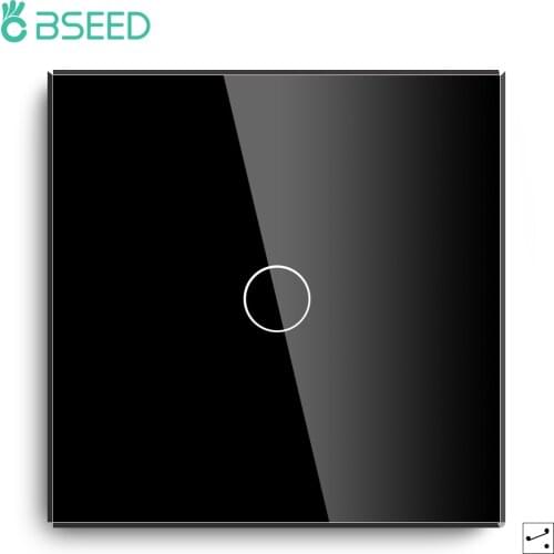 BSEED Single Crystal Light Switch 1/2Gang 1/2Way Double LED Sensor Switch EU Wall Touch Switches On Off Backlight Indicator 10A