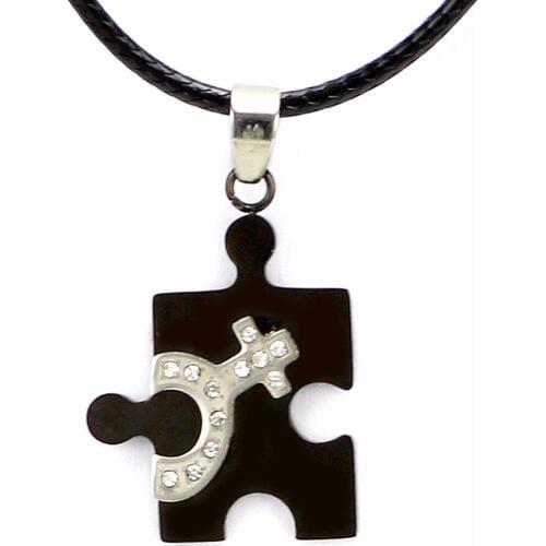 LGBT Pendants Necklace For Women Gay Pride Love You to The Moon and Back Stainless Steel Black Cord Rhinestones Necklace Jewelry