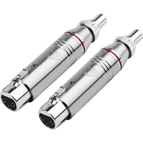 2pcs XLR To RCA Adapter Cannon Converters Stainless Steel Audio Jack 3 Pin Connector Female For Microphone Mixer Speaker Red