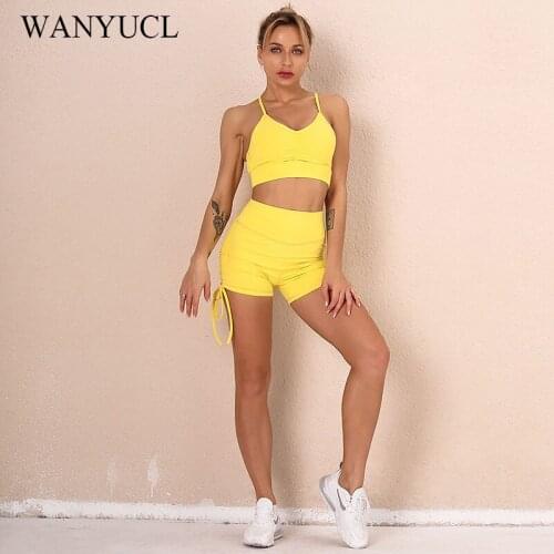 WANYUCL sexy seamless workout clothes female fitness yoga wear sportswear high waist Shorts+push-up bra 2 peice suit sportswear