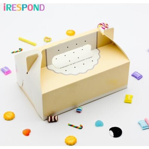 10PCS Gift Boxes With Handles Dots Snack Cookie Muffin Cake Baking Box Christmas Birthday Wedding Party Decoration Packaging