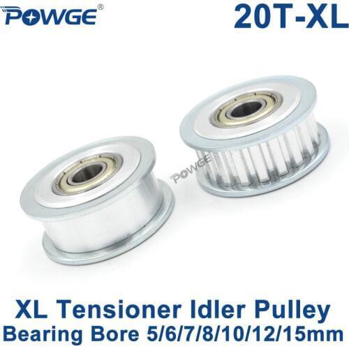 POWGE 20 Teeth XL synchronous Pulley Idler Tensioner Wheel Bore 5/6/7/8/10/12/15mm with Bearing Guide Passive pulley 20teeth 20T