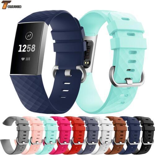 Silicone Watch Strap for Fitbit Charge 3 Band Replace Rubber Bracelet for Fitbit Charge 3 Smart Watch Strap Wristband