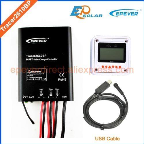 10A 24V 260W Solar panels mppt controller Tracer2610BP MT50 meter not for lithium battery setting,USB cable connect PC