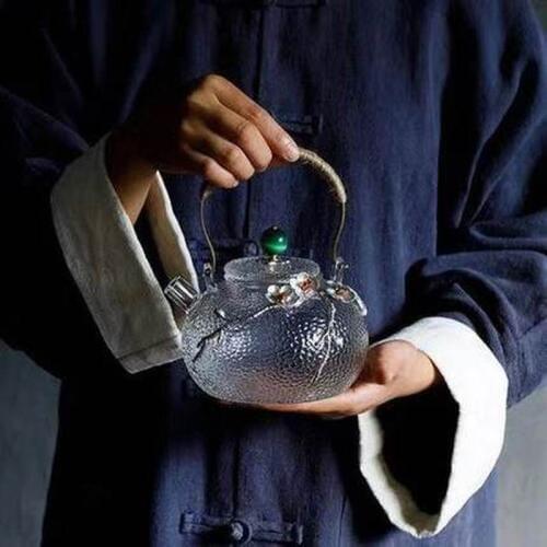 650ML glass girders Japanese hand-made household hammer thickened heat-resistant kettle with tin plum teapot WJ10218