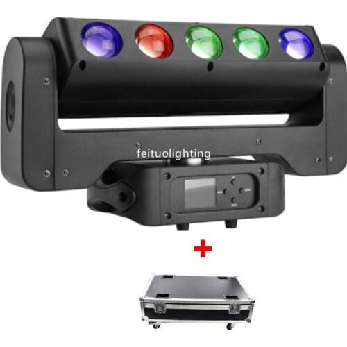 2pcs Led+Color Strobe Double Face Moving Head 5x40w Led Beam Moving Head Light RGBW 4in1 5 Eyes Stage Beam Bar