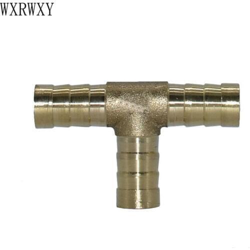 Wxrwxy Brass 10mm Tee barb connector 8mm Tee air-valve barb tubing splitter Hose adapter Industrial hose adapter 5pcs