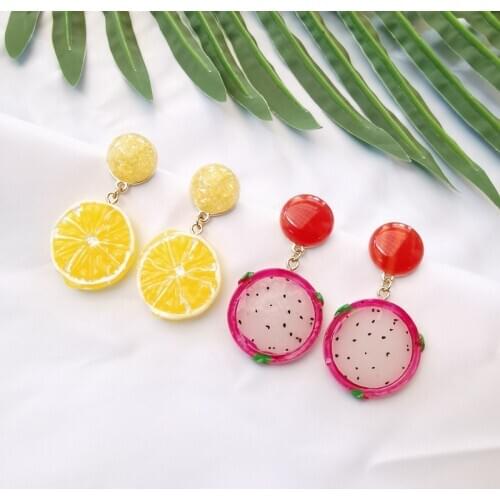 Ofing is tasted A4 custom abnormity irregular pitaya fruit orange beautiful joker youth female stud earrings earrings
