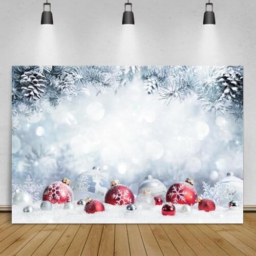 Winter Happy New Year Backgrounds For Photo Snow Ball Pine Wreath Polka Dots Child Baby Scenic Photographic Backdrop Photostudio