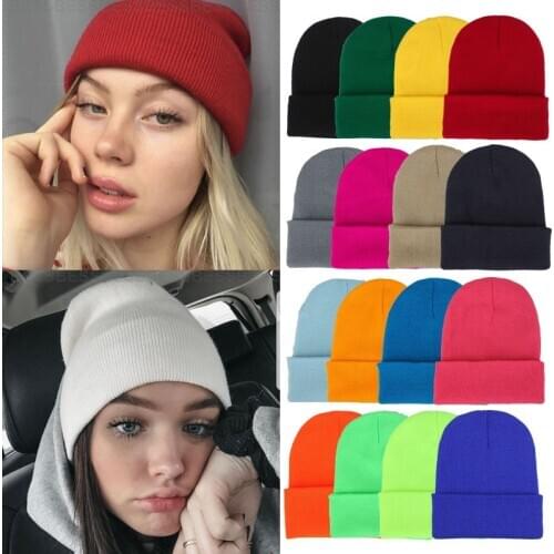 Unisex Winter Hats for Women Men New Beanies Knitted Red Solid Hats Female Beanie HIP HOP Bonnet Casual Cap Wholesale