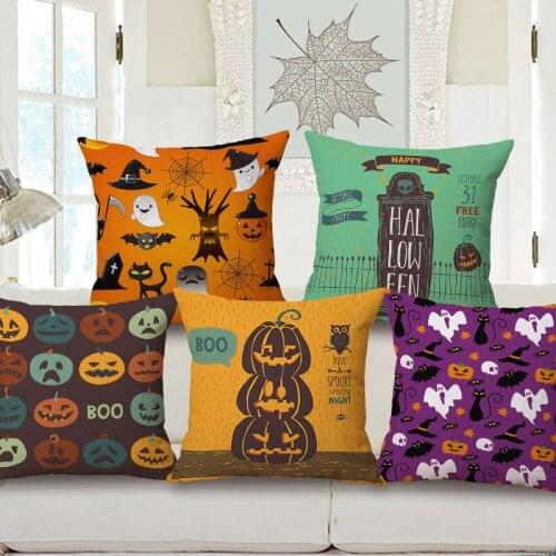 ZXZXOON Happy Halloween Decorative Throw Pillow Case Cover Square Polyester Cushion Cover For Sofa Home Decor Almofadas