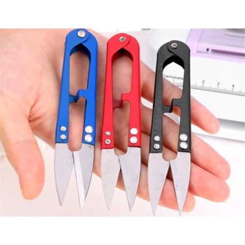 1Pcs Plastic Handle Safety Cover Sewing Scissors Embroidery Cross stitch Cutter U Shape Scissor DIY hand tools Accessories
