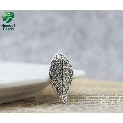 30Pcs zinc alloy Metal leaf pendant For Jewelry Making DIY Accessories 25x15mm ZA1219