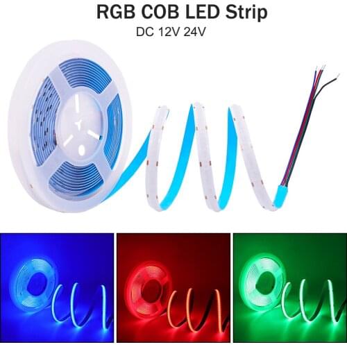 5M RGB COB LED Strip Light 12V 24V 768LEDs High Density Flexible FOB COB Tape RA90 Linear Dimmable LED Light Ribbon for Bedroom