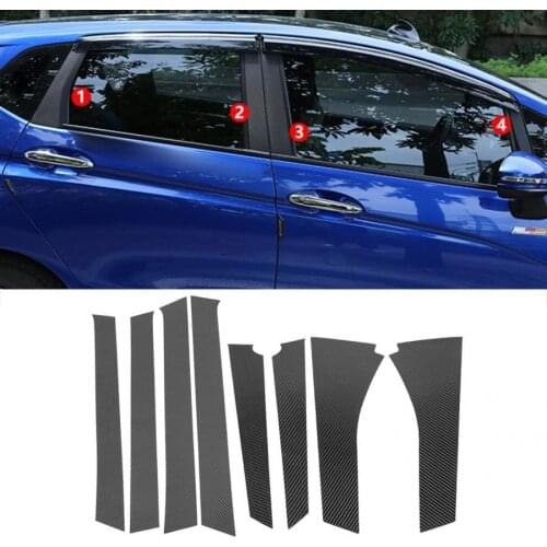 Decals 8pcs Carbon Fiber B Window Pillar Post Decor Sticker Fits for Honda Fit 14-18 car accessories