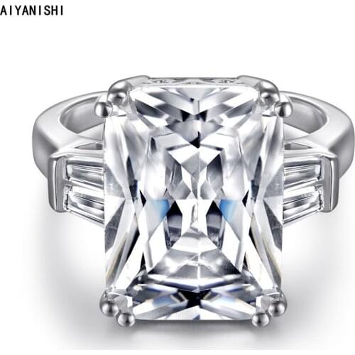 AIYANISHI Exaggerated Three stone Ring 925 Sterling Silver Promise Wedding Band Rings for Women Bridal Party Finger Rings Gift