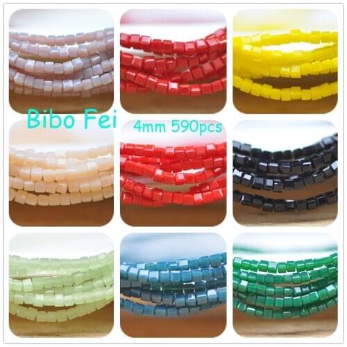 Free shipping multi color 4mm 590PCS Glass Czech crystal beads,Square crystal beads, bracelet necklace Jewelry Making