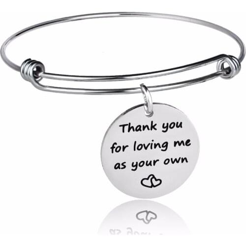 Thank You For Loving Me As Your Own Stainless Steel Bangle Stepmom Mother Mom Bangles For Family Mothers Fathers Bracelet Gifts