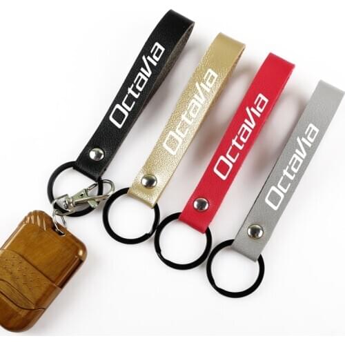 High quality Car Key ring Key Fobs Leather Rope Key Chain for skoda octavia fabia rapid yeti Kodiaq car keychain Accessories