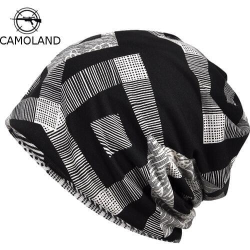 CAMOLAND New Fashion Women Mens Beanies Geometric Design Hat For Female Casual Scarf Cap Male Outdoor Sports Skullies Hats
