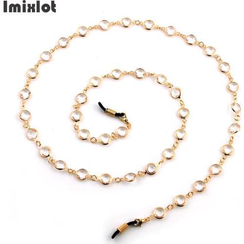 Luxury Fashion Womens Sunglasses Chain Golden Round Crystal Eyeglasses Chains Glasses Holder Lanyard Necklace Eyewear Retainer