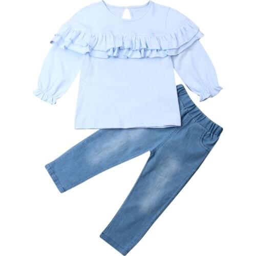 Infant Baby Girls 1t-6t T-shirt Ruffle Tops Leggings Long Pants Kids Outfits Clothes