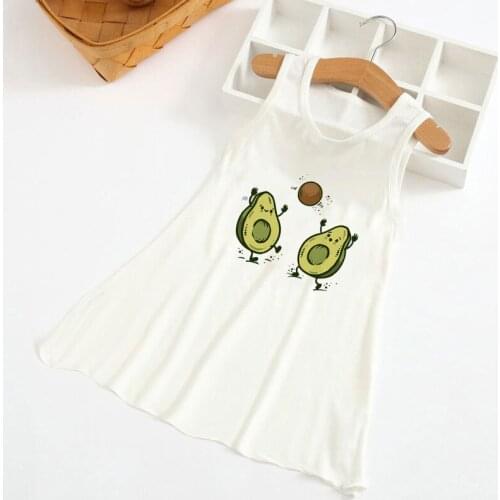 Kids Clothes 2020 Baby Girl Dress Cartoon Kawaii Avocado Fitness Pattern Girls Dresses Casual Summer Dress Girl Sleeveless Cute