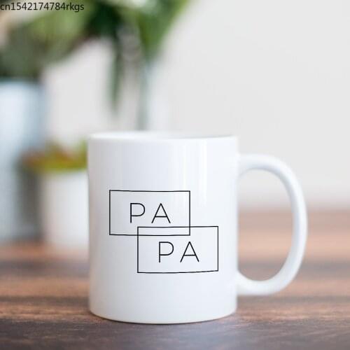 Papa Double Rectangle Modern Coffee Mug 11oz Gift for Him Dad Fathers Day