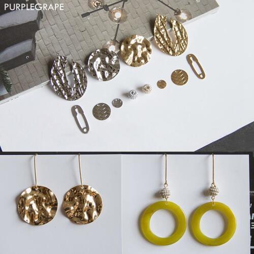 Geometric DIY earrings bracelet material pendant temperament high quality color copper fittings woven texture alloy 2 pieces