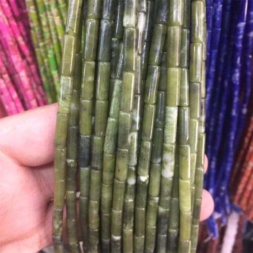 4*13MM Round Tube Column Natural Stone Beads For Jewelry Making 15inches Diy Necklace Bracelet Earrring Green Blue Black Gift