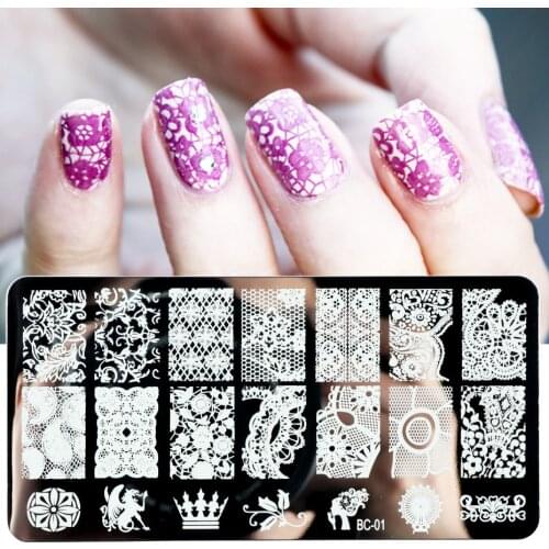 Lace Flowers Nail Stamping Plates Mandala Geometric Nail Art Stamp Templates Polish Printing Stencils Manicure Tools TRBC01-20