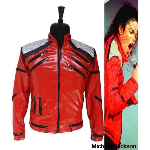 HOT Punk Red Zipper Michael Jackson MJ Beat It Casual Tailor Made America Fashion Style Jacket Outwear Imitation 3 colors