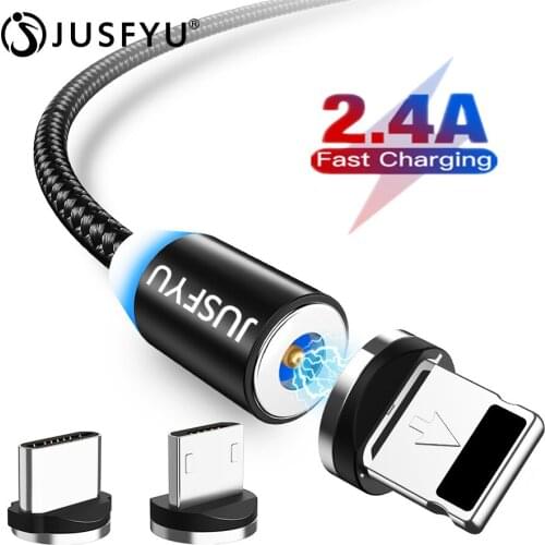 2m Magnetic Micro USB Cable For iPhone 7 8 Samsung Android Mobile Phone Fast Charging USB Type C Cable Magnet Charger Wire Cord