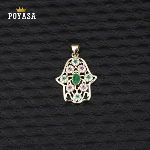 Moroccan Caftan wedding gold Pendant for women green and red stone fashion jewelry copper high quality pendant