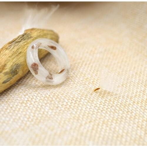 Fashion Dried Flower Round Anillos Dandelion Resin Bohemian Jewelry Couple Rings For Women Girl Party Decoration