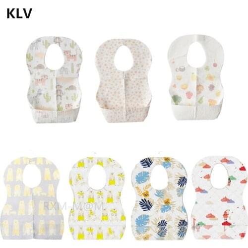 10/20pcs/lot Sterile Disposable Bib Children Baby waterproof Eat Bibs With Pocket Baby kid scarf bib saliva towel bib Convenient